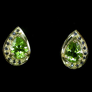 Серьги из коллекции "Mia" с перидотами и сапфирами