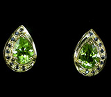 Серьги из коллекции "Mia" с перидотами и сапфирами Серебро 925