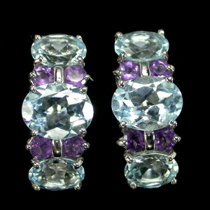 Эффектные серьги с топазами и аметистами