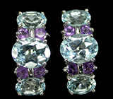 Эффектные серьги с топазами и аметистами Серебро 925