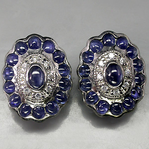 Серьги с кабошонами синих сапфиров