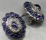 Серьги с кабошонами синих сапфиров Серебро 925