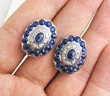 Серьги с кабошонами синих сапфиров Серебро 925