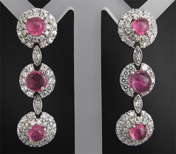 Серьги с кабошонами розовых сапфиров