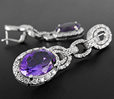 Превосходные крупные серьги с уругвайскими аметистами Серебро 925