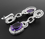 Превосходные крупные серьги с уругвайскими аметистами Серебро 925