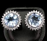 Серьги с голубыми топазами Серебро 925