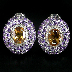 Серьги с империал топазами и аметистами