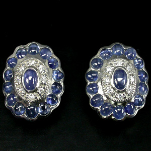 Серьги с кабошонами синих сапфиров