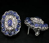 Серьги с кабошонами синих сапфиров Серебро 925