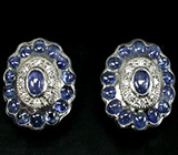 Серьги с кабошонами синих сапфиров Серебро 925