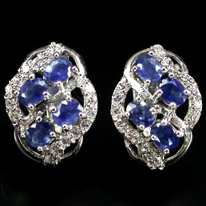 Великолепные серьги с синими сапфирами