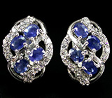 Великолепные серьги с синими сапфирами Серебро 925