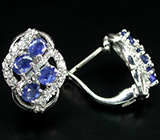 Великолепные серьги с синими сапфирами Серебро 925