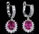 Серьги с ярко-розовыми сапфирами Серебро 925