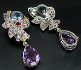 Серьги из коллекции "Multistone" с самоцветами Серебро 925