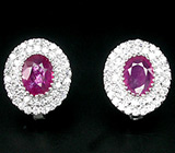 Серьги с ярко-розовыми сапфирами Серебро 925