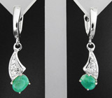 Элегантные серьги с изумрудами Серебро 925
