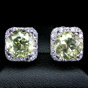 Серьги с цитринами и танзанитами