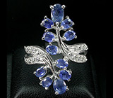 Элегантное кольцо с синими сапфирами Серебро 925