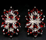 Великолепные серьги с гранатами Серебро 925