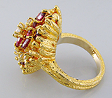 Роскошное авторское кольцо с рубинами и бриллиантами Золото
