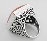 Массивное кольцо с кораллом Серебро 925