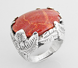 Крупное кольцо с кораллом Серебро 925