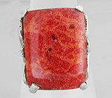 Кольцо с кораллом Серебро 925