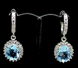 Серьги с голубыми топазами Серебро 925
