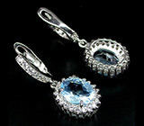 Серьги с голубыми топазами Серебро 925