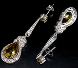 Серьги с золотистыми цитринами Серебро 925