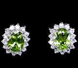 Симпатичные серьги с перидотами Серебро 925