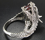 Скульптурное кольцо "Дракон" с гранатом Серебро 925