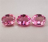 Набор из 3 красных турмалинов 1,33 карат 