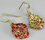 Роскошные серьги с пурпурно-красными сапфирами Серебро 925