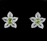 Прелестные серьги с перидотами Серебро 925