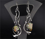 Длинные серьги с эфиопскими опалами Серебро 925