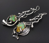 Длинные серьги с эфиопскими опалами Серебро 925