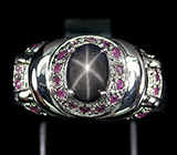 Кольцо со звездчатым и пурпурными сапфирами Серебро 925