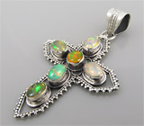 Кулон-крест с эфиопскими опалами Серебро 925