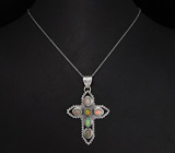 Кулон-крест с эфиопскими опалами Серебро 925