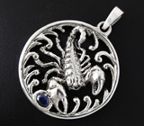 Кулон  "Скорпион" из коллекции "Зодиак" с сапфиром Серебро 925