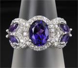 Кольцо с уругвайскими аметистами Серебро 925