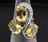 Замечательное кольцо с цитринами Серебро 925