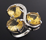 Замечательное кольцо с цитринами Серебро 925