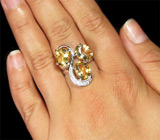 Замечательное кольцо с цитринами Серебро 925