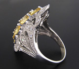 Замечательное кольцо с золотистыми цитринами Серебро 925