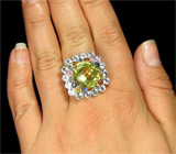 Яркое кольцо с цитрином, топазами и разноцветными сапфирами Серебро 925