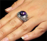 Кольцо со сливовым аметистом и синими сапфирами Серебро 925